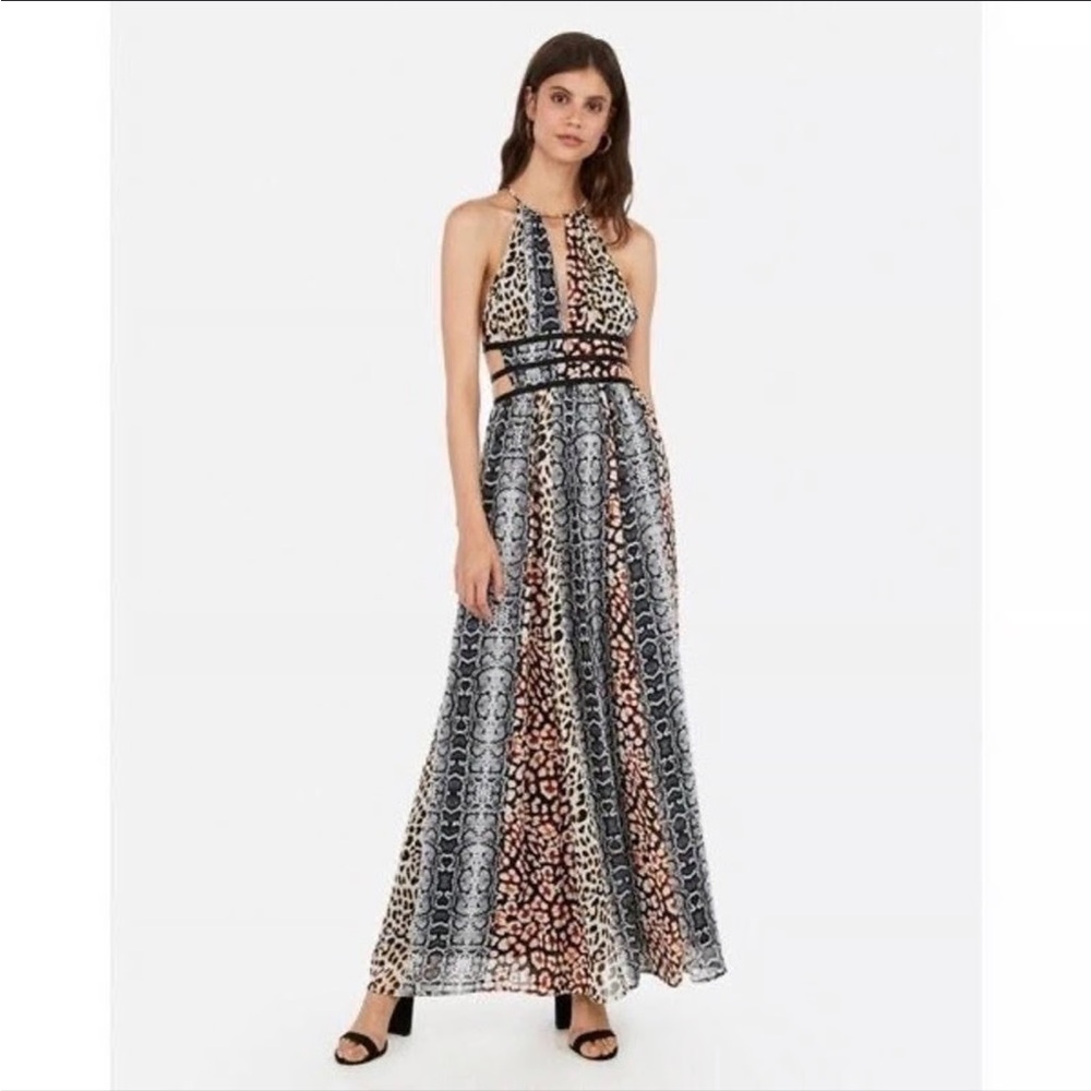 NWT Express Multicolor Leopard Print Maxi Dress